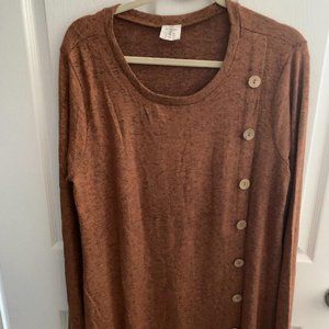 42POPS Brown Women's Sweater Top size 2X Long Sleeves NWT